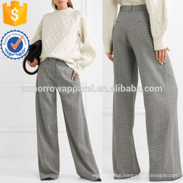 Houndstooth Wool-blend Wide-leg Pants Manufacture Wholesale Fashion Women Apparel (TA3041P)